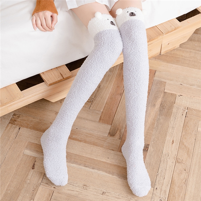 free size coral fleece and thickened knee high socks