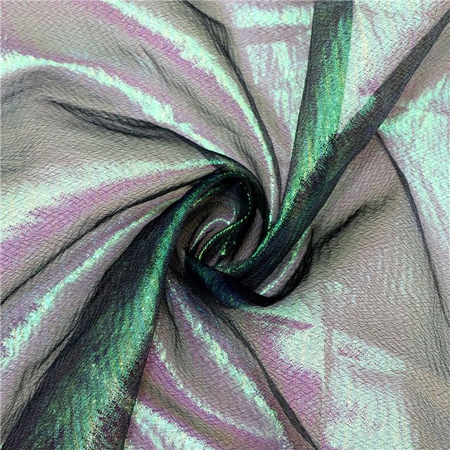 100%polyester Encrypted iridescent pleated yarn organza