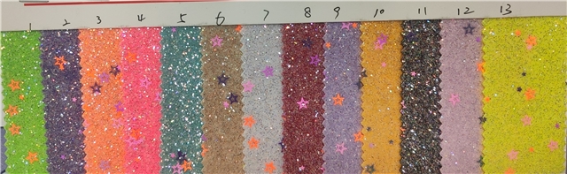 synthetic leather chunky glitter star sequins faux leather