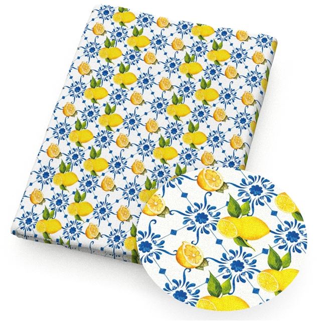 polyester cotton geometric lemon series polyester cotton fabric set (6 pcs/set)