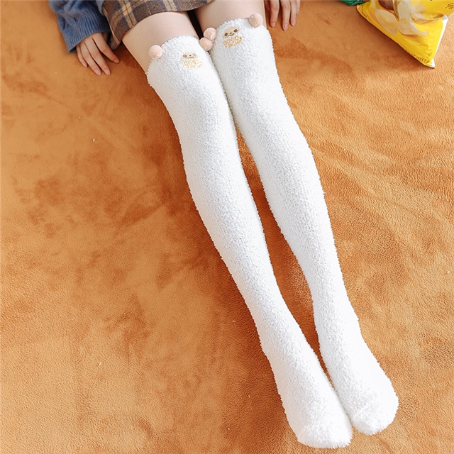 free size coral fleece and thickened knee high socks