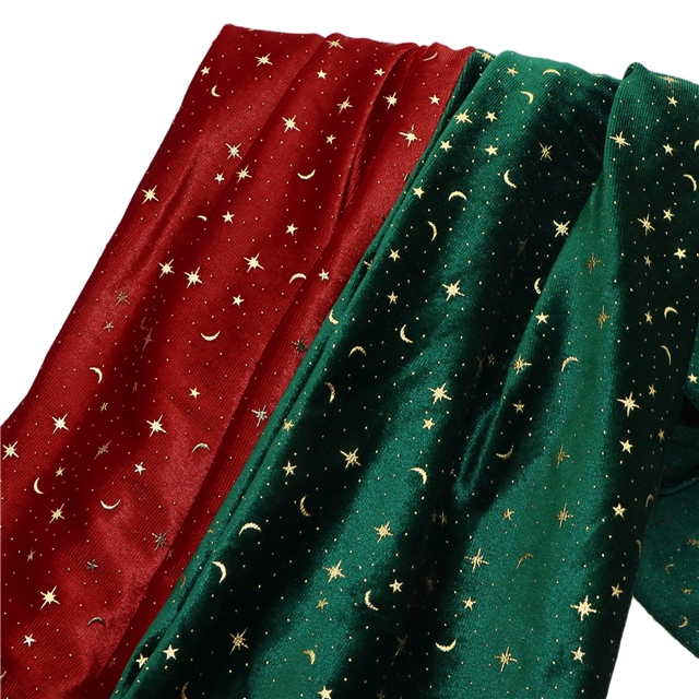 2 ways hot stamping star moon velvet fabric