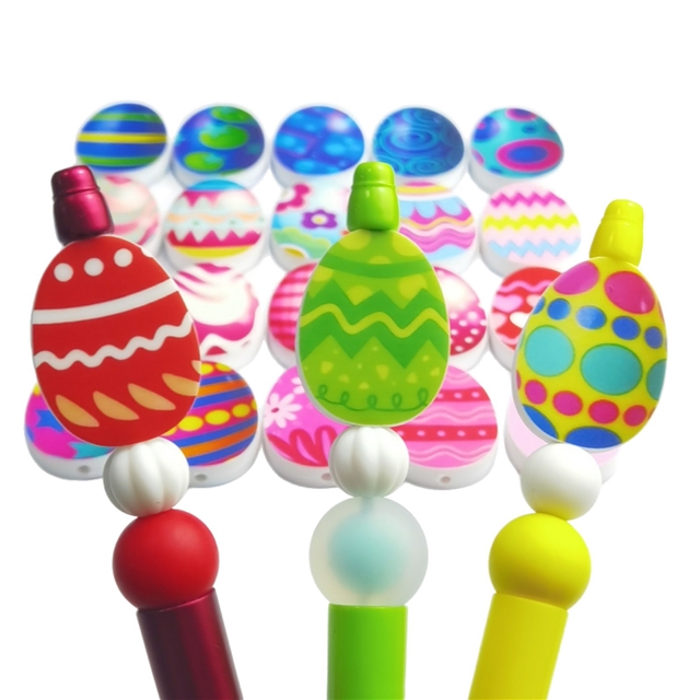 silicone mixed easter egg printing silicone beads