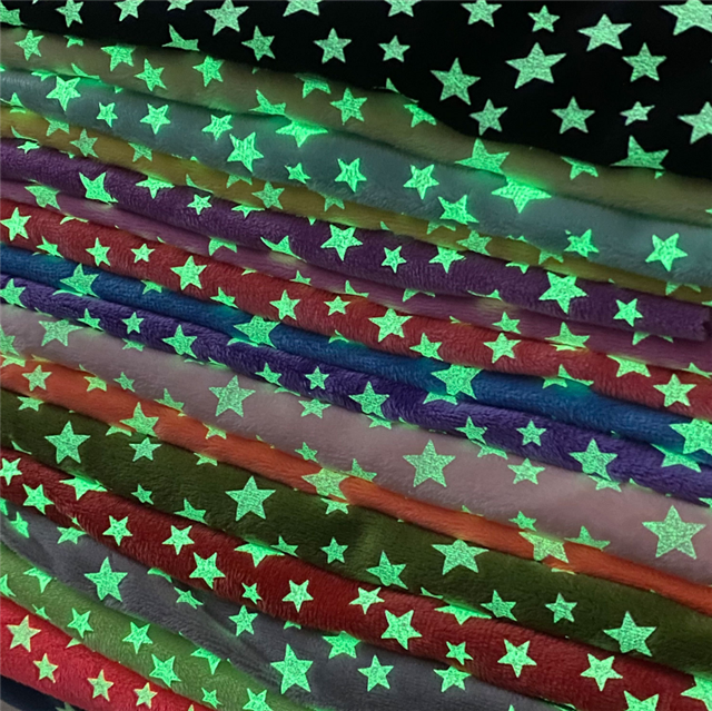crystal ultra soft Glow In The Dark Velvet Fabric