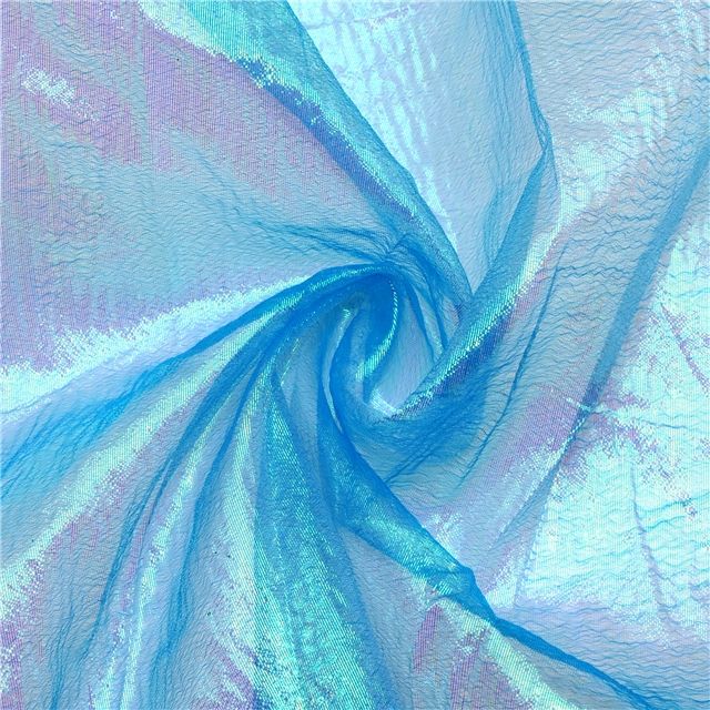 100%polyester Encrypted iridescent pleated yarn organza