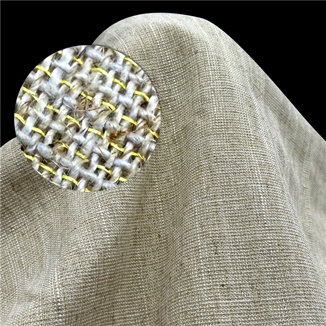 gold thread weaving linen fabric