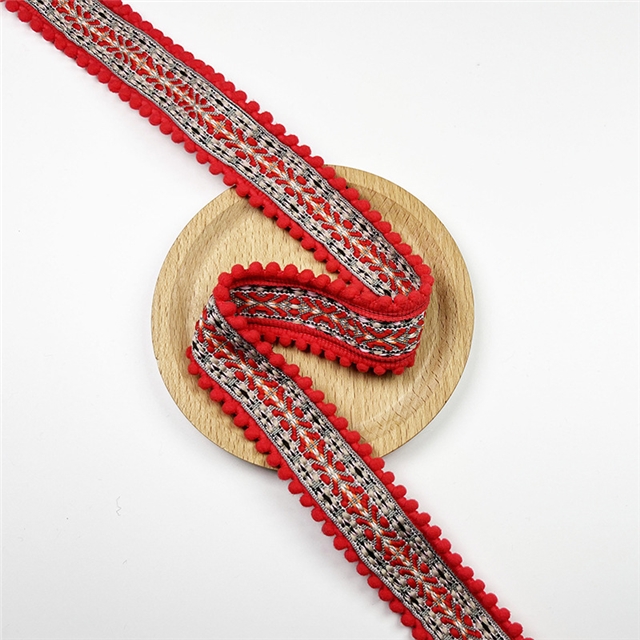 colorful ethnic double toothed lace ribbon