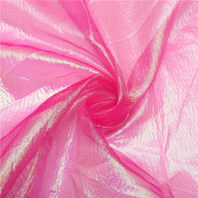 100%polyester Encrypted iridescent pleated yarn organza
