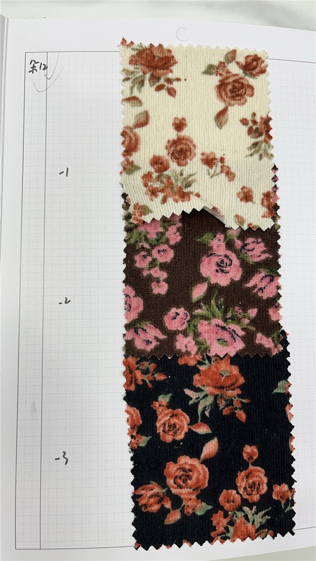 flower printed corduroy fabric