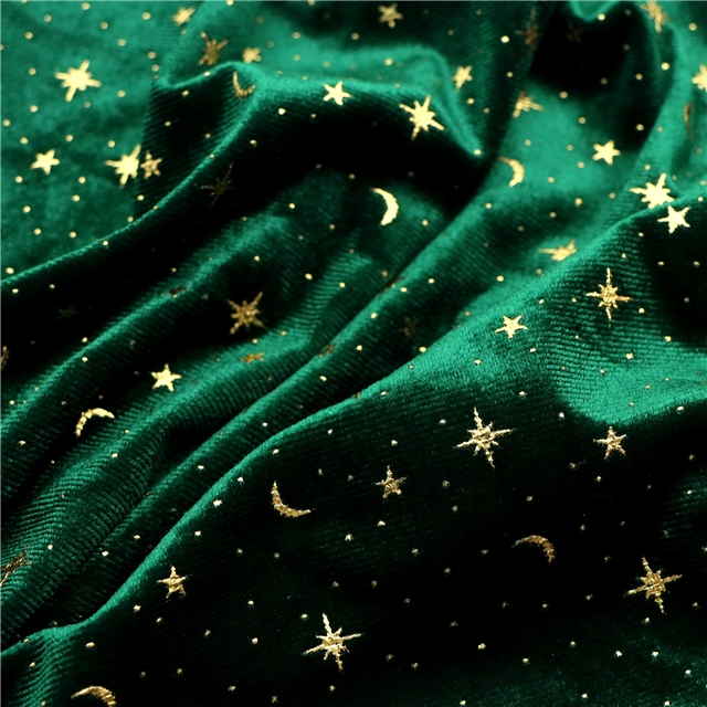 2 ways hot stamping star moon velvet fabric
