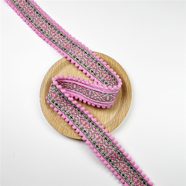 colorful ethnic double toothed lace ribbon