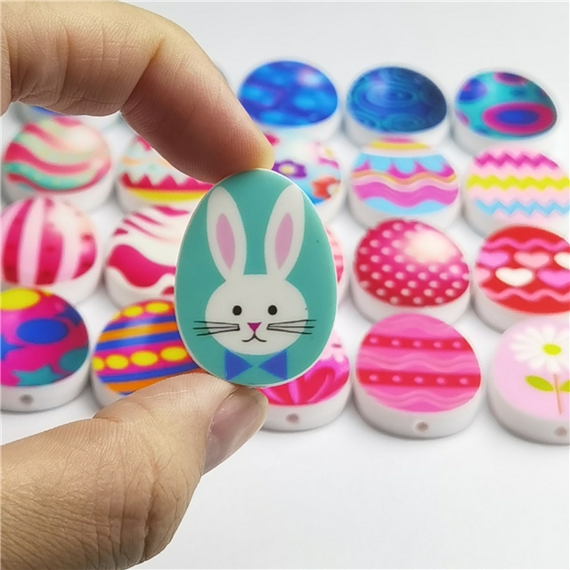 silicone mixed easter egg printing silicone beads