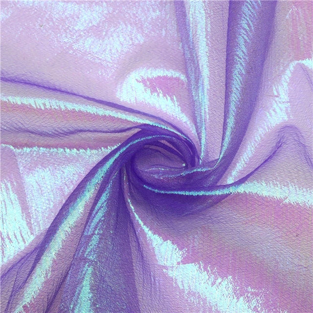 100%polyester Encrypted iridescent pleated yarn organza