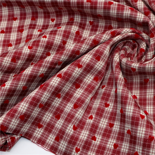 velvet heart plaid polyester yarn dyed fabric