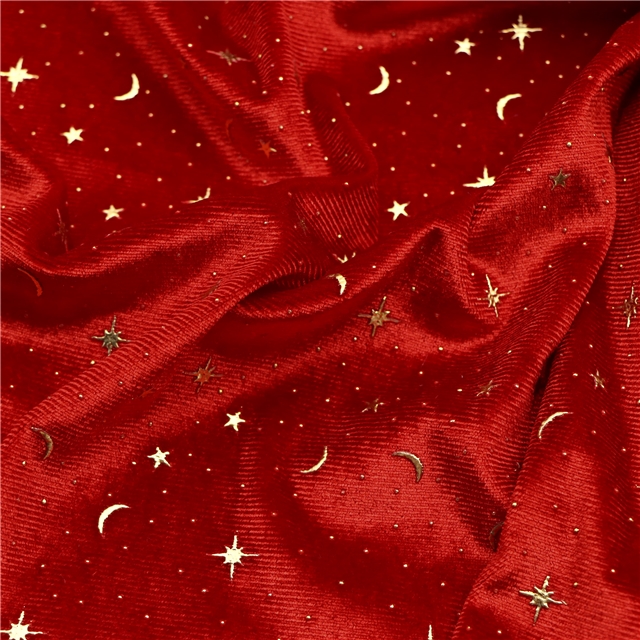 2 ways hot stamping star moon velvet fabric