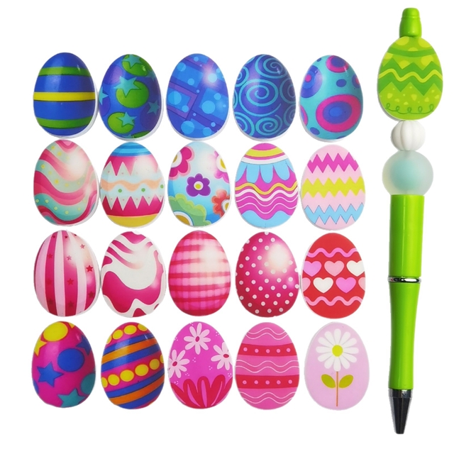 silicone mixed easter egg printing silicone beads
