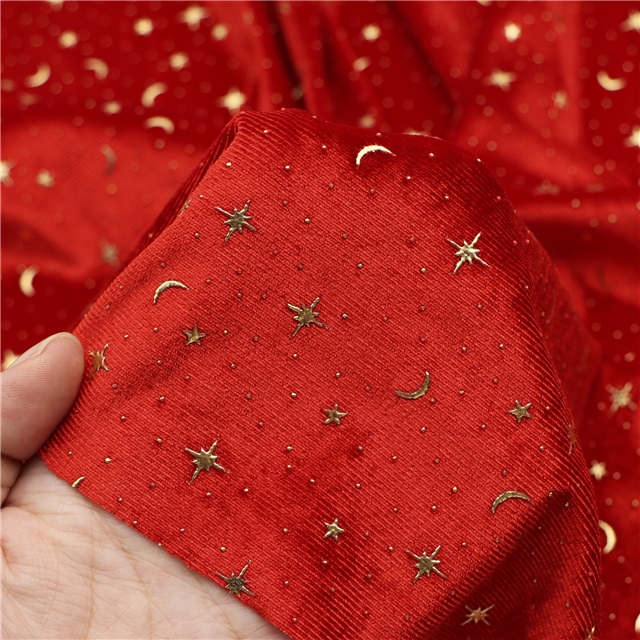 2 ways hot stamping star moon velvet fabric