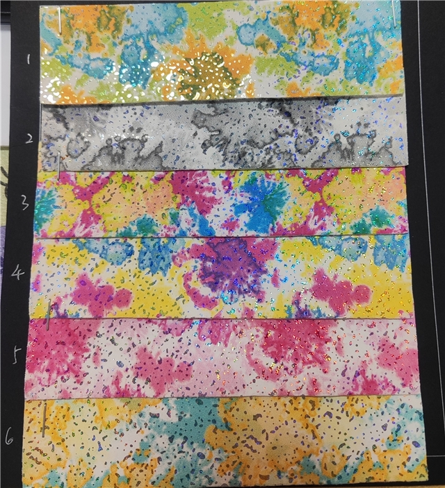 synthetic leather color tie dye iridescent laser silver hot stamping faux leather