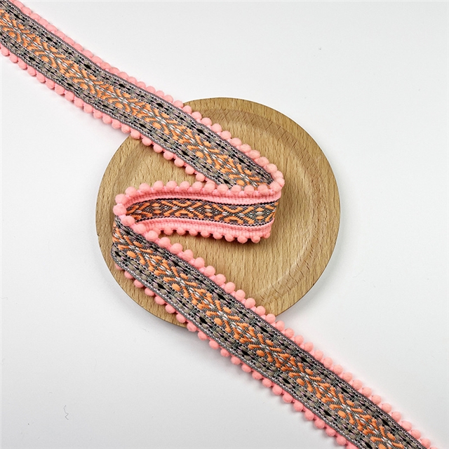 colorful ethnic double toothed lace ribbon