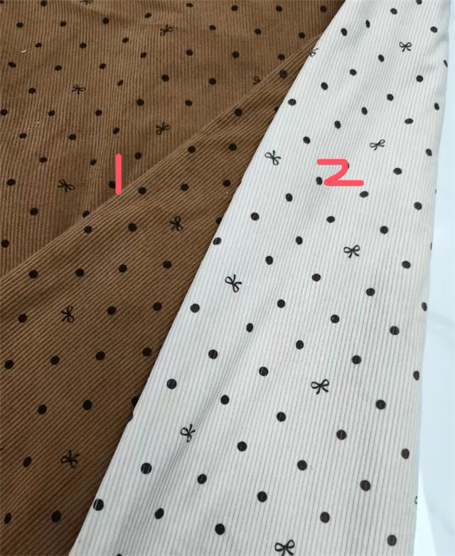 dot bow printed corduroy fabric