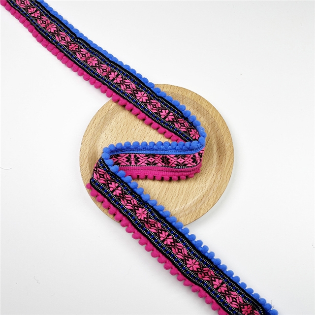 colorful ethnic double toothed lace ribbon