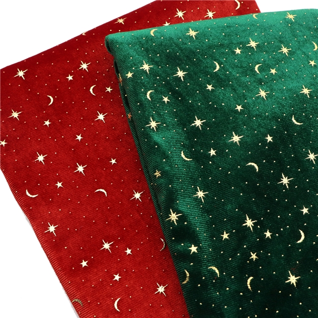 2 ways hot stamping star moon velvet fabric