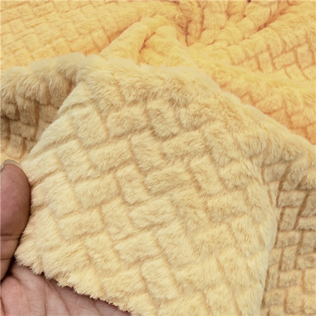 plain embossed checkered woven velvet fabric