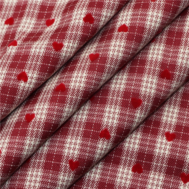 velvet heart plaid polyester yarn dyed fabric