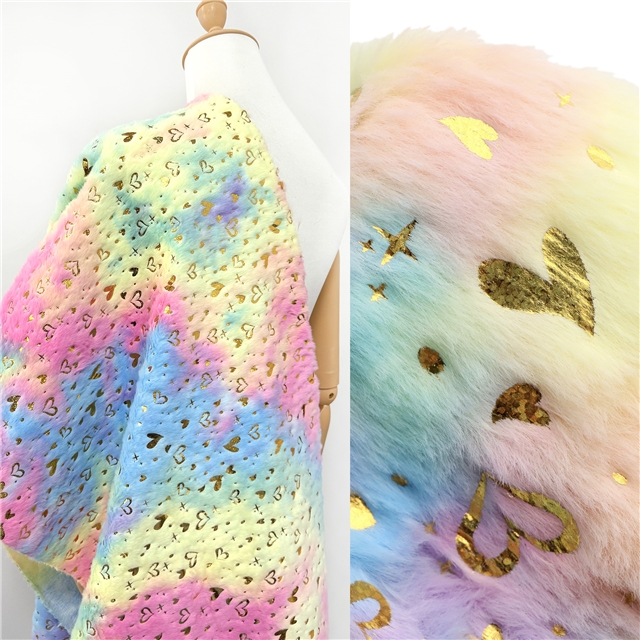 100% polyester tie dye laser hot stamping heart velvet fabric