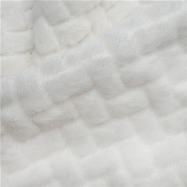 plain embossed checkered woven velvet fabric
