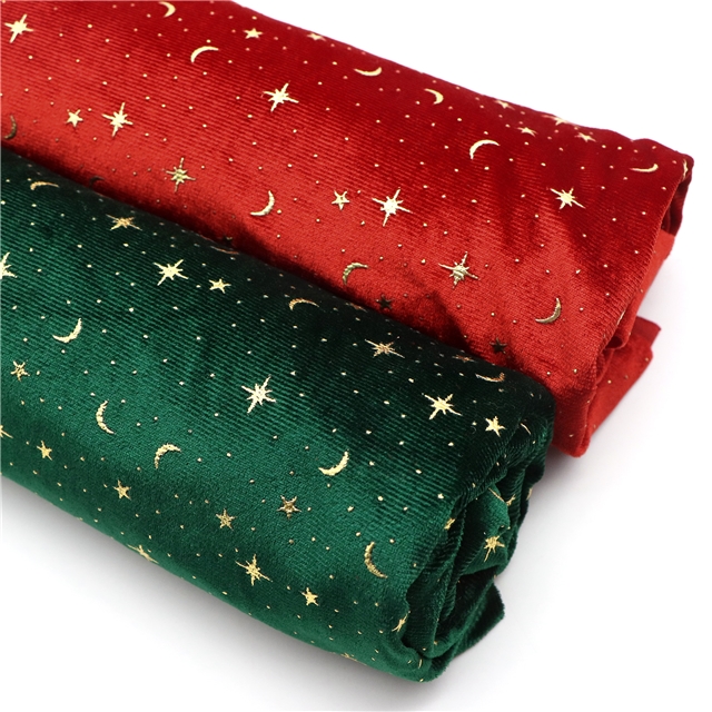 2 ways hot stamping star moon velvet fabric