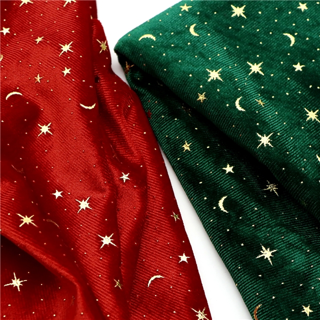 2 ways hot stamping star moon velvet fabric