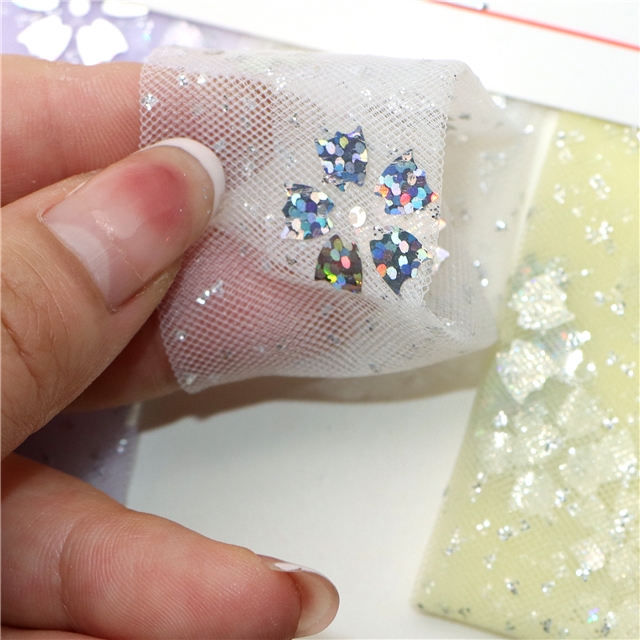 mesh glitter laser sequins flower mesh gauze fabric