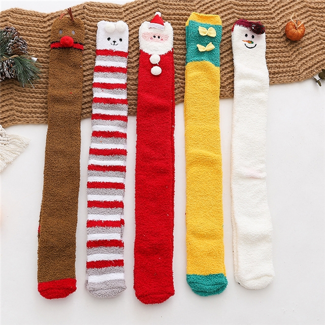 free size coral fleece and thickened knee high socks
