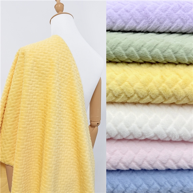 plain embossed checkered woven velvet fabric