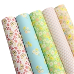stripe butterfly flower series smooth self printed faux leather set (5 pcs/set)