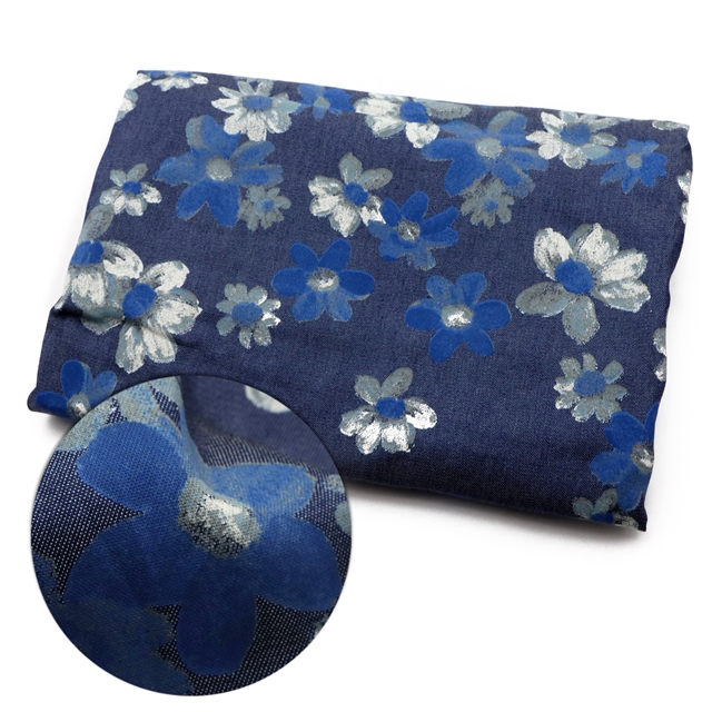 cotton printed washed denim fabric