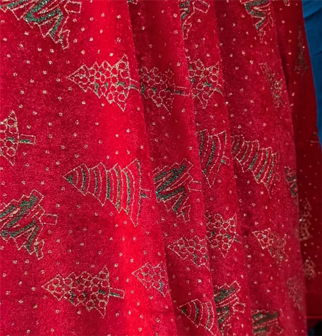 glitter offset printing christmas tree velvet fabric