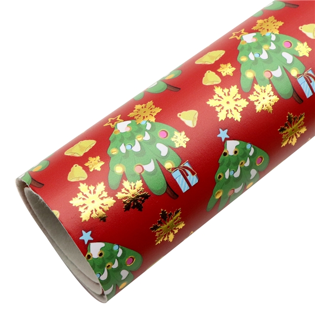 self printed gold foil faux leather fabric