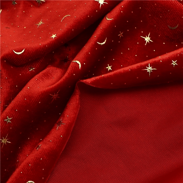 2 ways hot stamping star moon velvet fabric