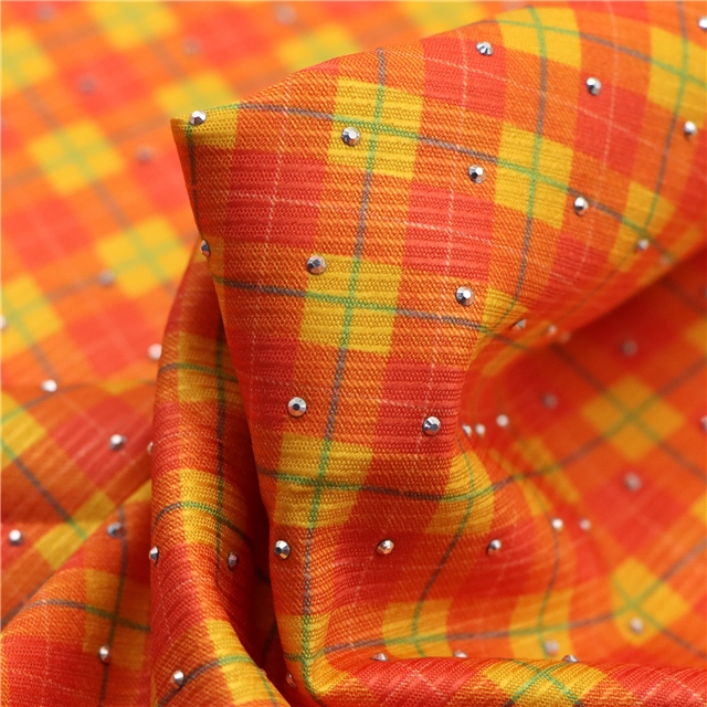hot stamping diamond grid twill polyester fabric