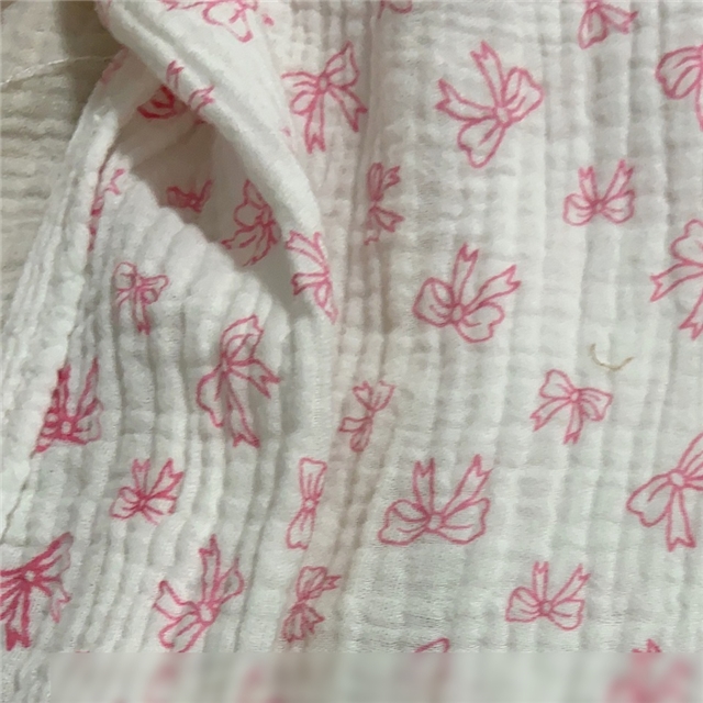 cotton double-layer crepe printed bow fabric