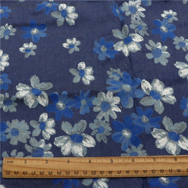 cotton printed washed denim fabric
