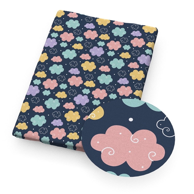 polyester cotton clouds raindrops series polyester cotton fabric set (4 pcs/set)