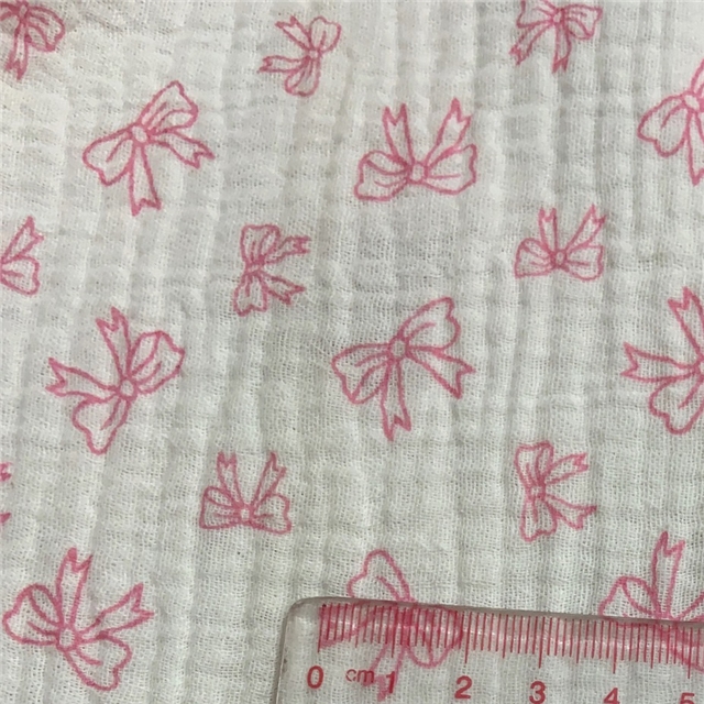 cotton double-layer crepe printed bow fabric