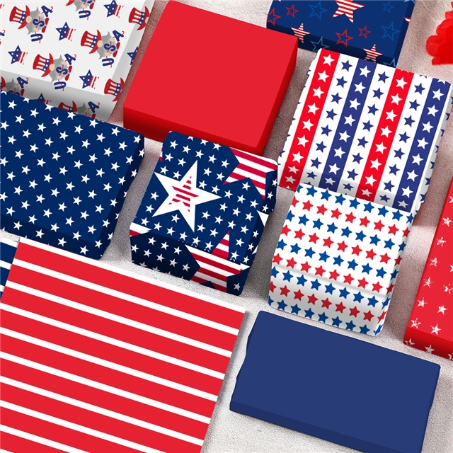 American Independence Day gift wrapping paper set