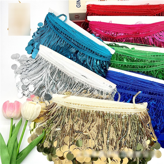 large round tassel sequin pendant lace