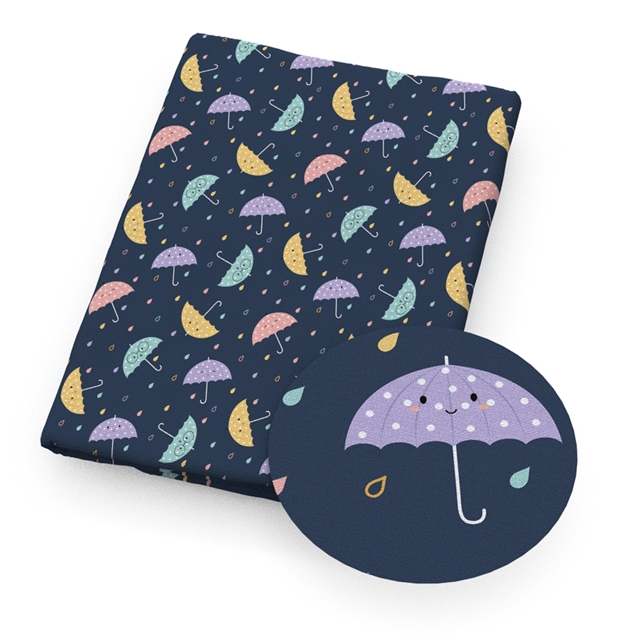 polyester cotton clouds raindrops series polyester cotton fabric set (4 pcs/set)