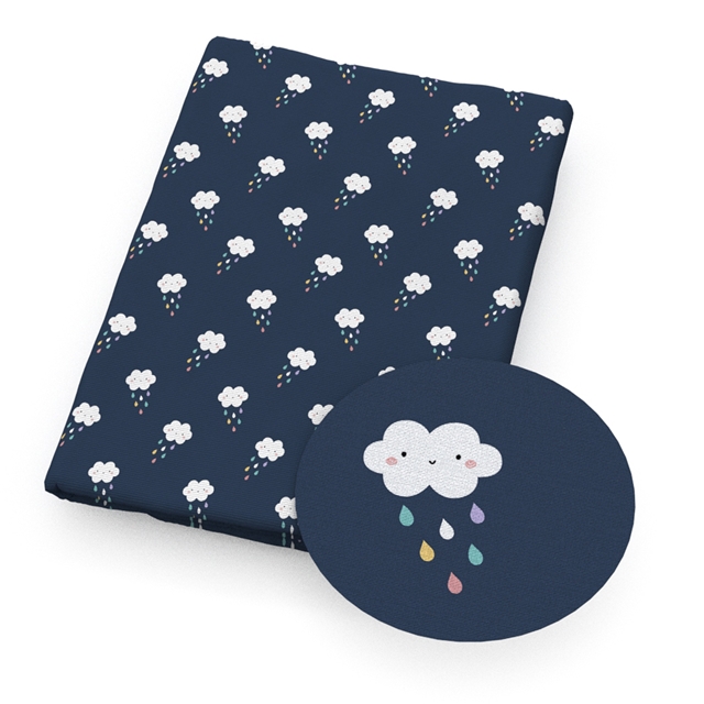 polyester cotton clouds raindrops series polyester cotton fabric set (4 pcs/set)