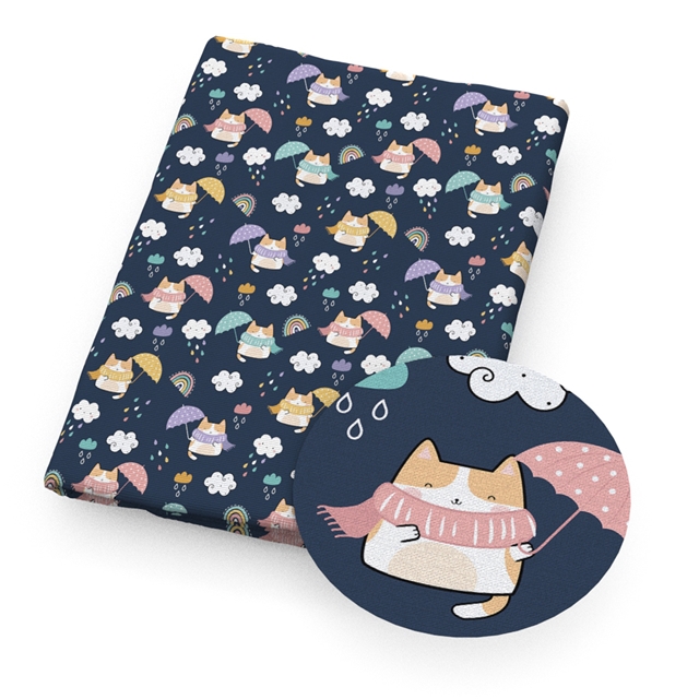 polyester cotton clouds raindrops series polyester cotton fabric set (4 pcs/set)